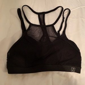 Zobha Black Mesh High Neck Sports Bra